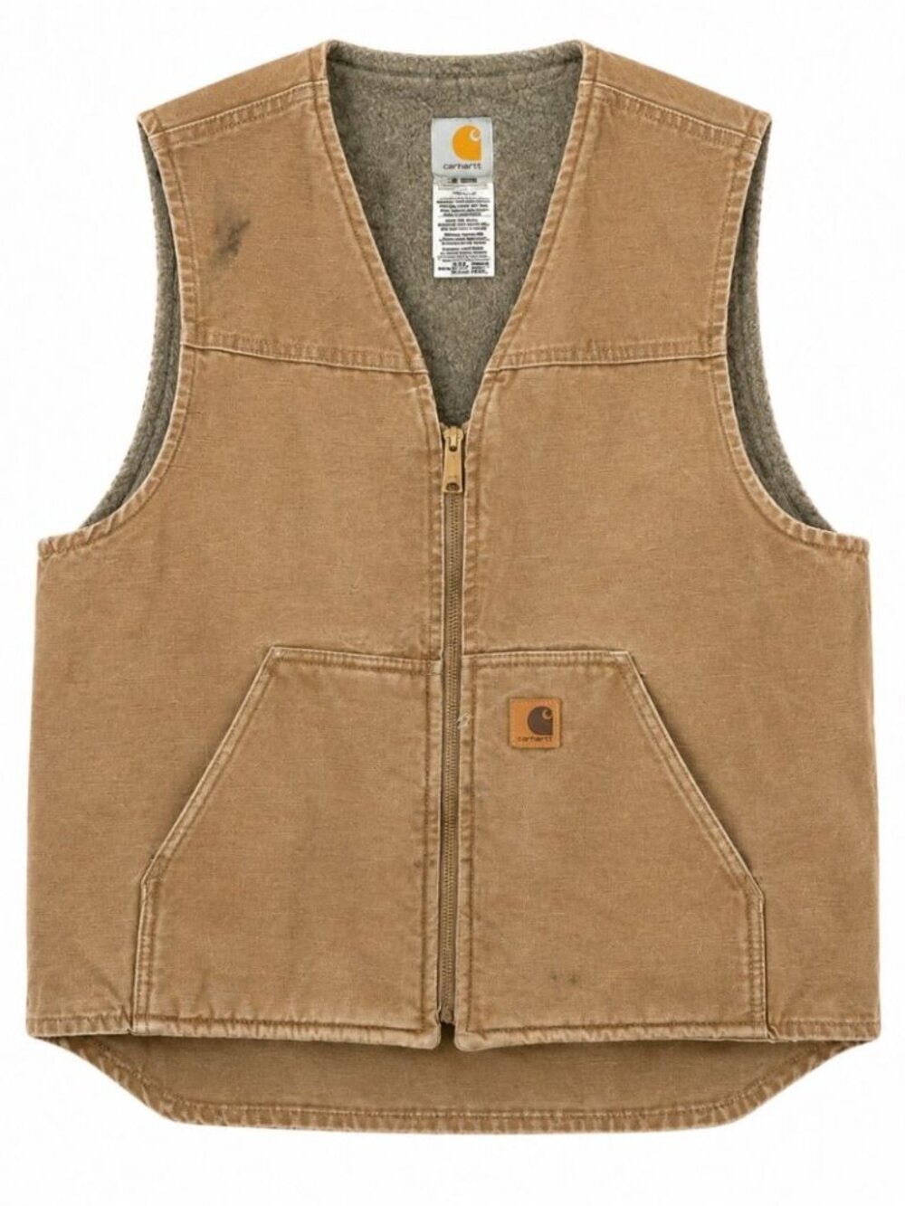 Vintage 07 Carhartt Brown Zip Front Work Vest Large Workwear Utility Western